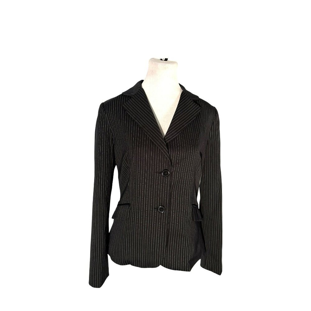 Tex By Max Azria Black Pinstripe Blazer Suit Jacket Size 8